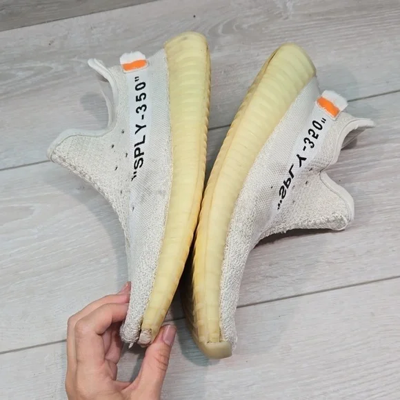 Off White x Yeezy Adidas Custom Boost 350 v2 Athletic Sneakers shoes sz 7